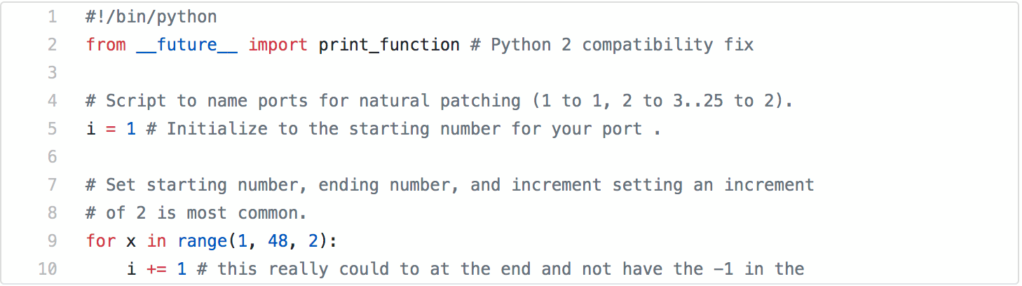 Screenshot of script