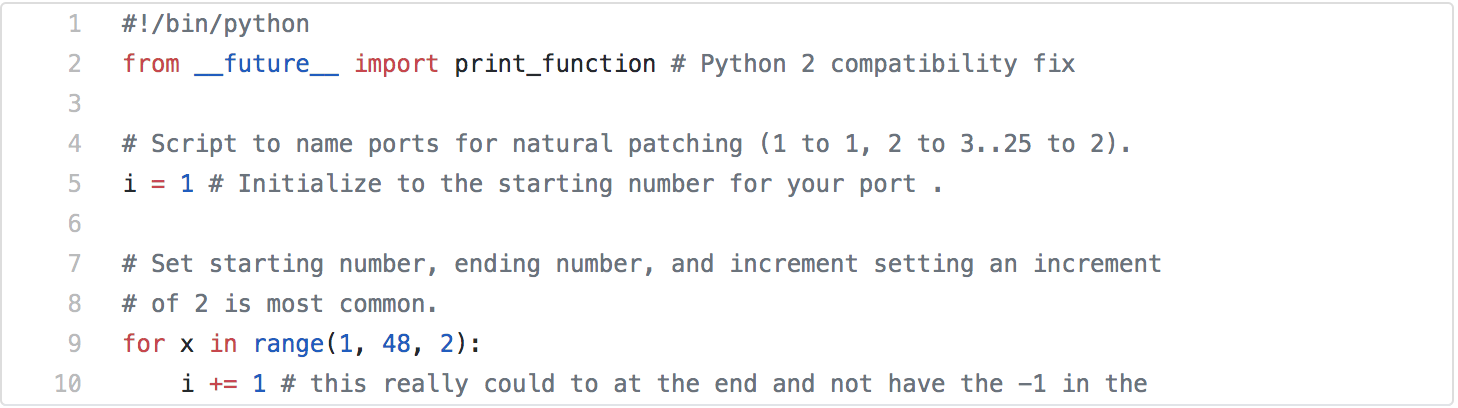 Screenshot of script